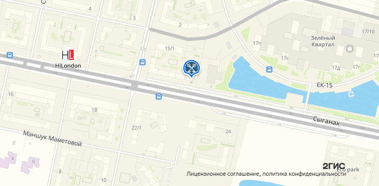 Карта 2GIS: Астана, ул. Сыганак, 15